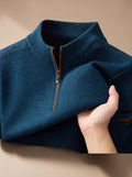 Simeon - Sweter Męski ze Stójką i Zamkiem Half-Zip