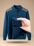 Simeon - Sweter Męski ze Stójką i Zamkiem Half-Zip