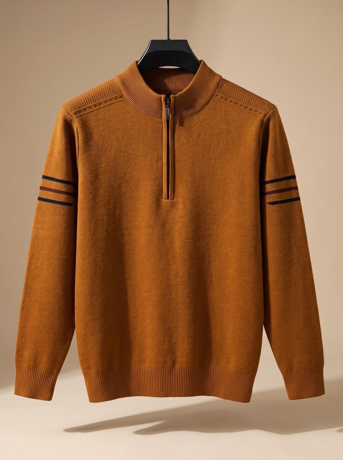 Simeon - Sweter Męski ze Stójką i Zamkiem Half-Zip