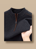 Simeon - Sweter Męski ze Stójką i Zamkiem Half-Zip