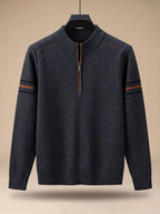 Simeon - Sweter Męski ze Stójką i Zamkiem Half-Zip