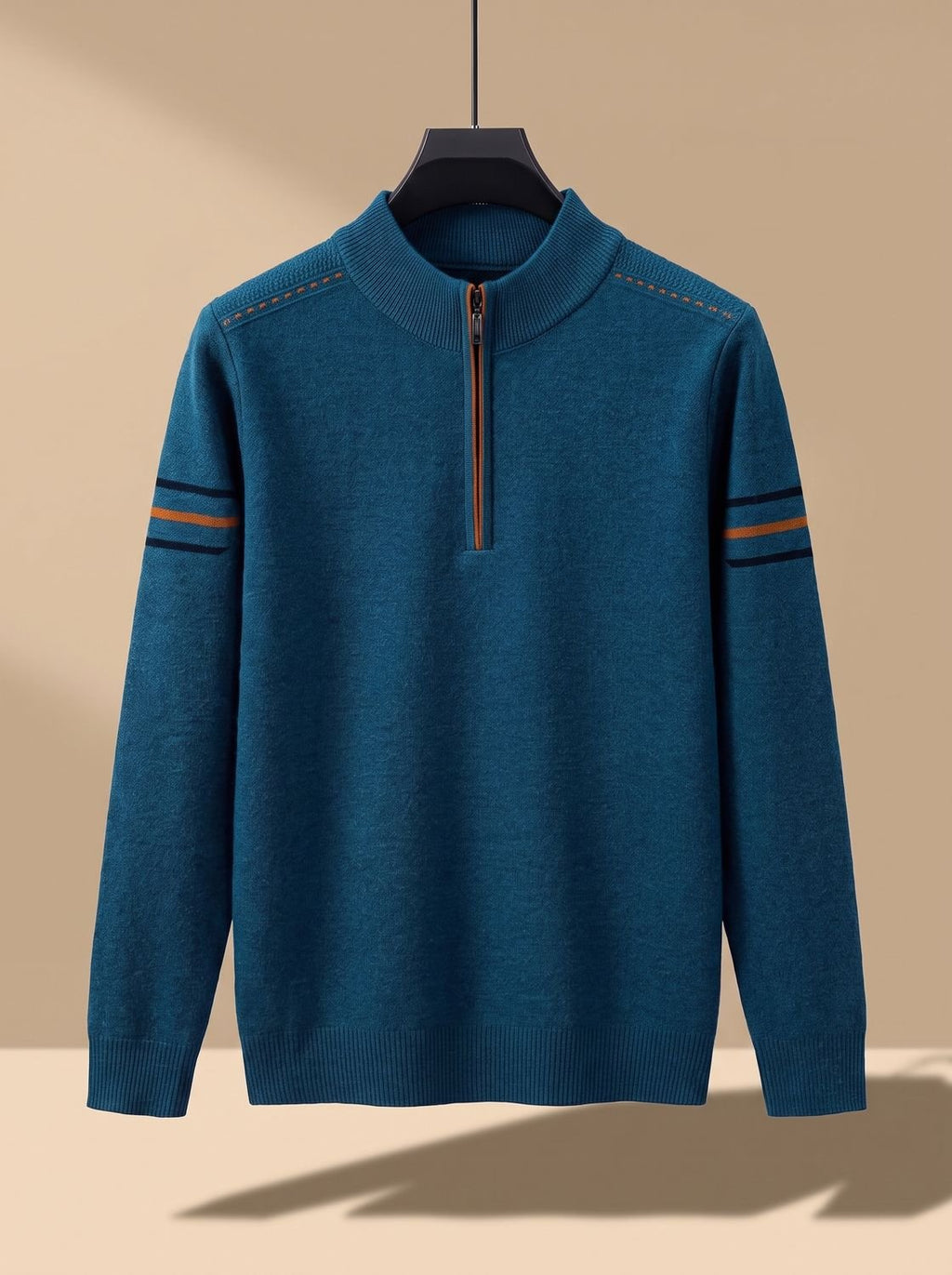 Simeon - Sweter Męski ze Stójką i Zamkiem Half-Zip