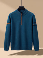 Simeon - Sweter Męski ze Stójką i Zamkiem Half-Zip