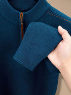 Simeon - Sweter Męski ze Stójką i Zamkiem Half-Zip