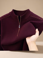 Simeon - Sweter Męski ze Stójką i Zamkiem Half-Zip