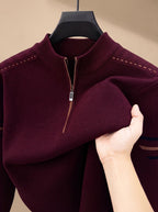 Simeon - Sweter Męski ze Stójką i Zamkiem Half-Zip
