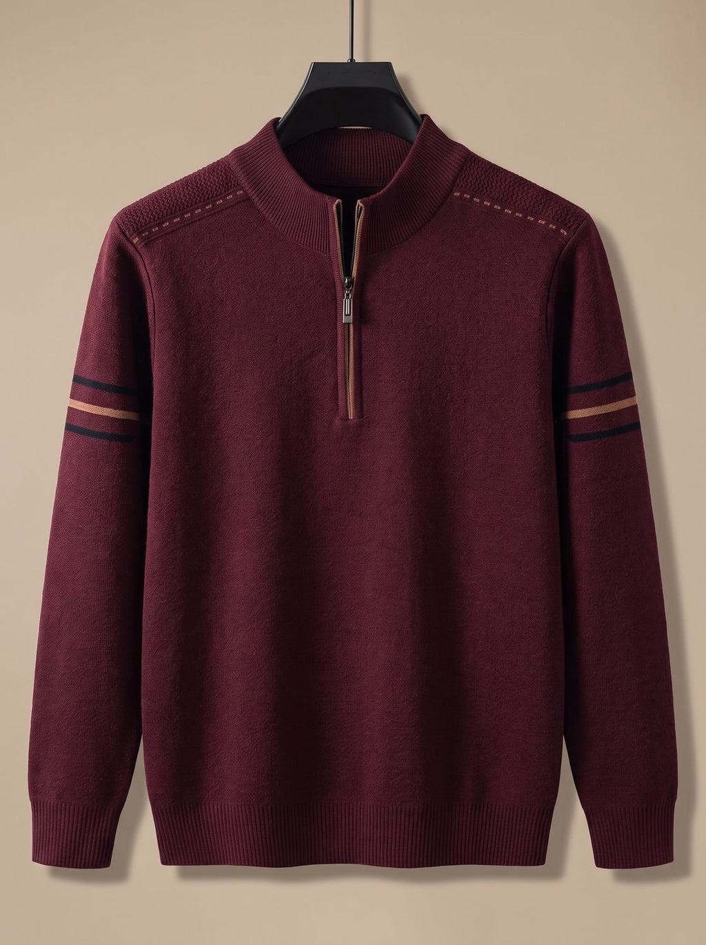 Simeon - Sweter Męski ze Stójką i Zamkiem Half-Zip