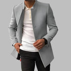 Matthias - Elegancki Płaszcz Wełniany Slim-Fit - Szary