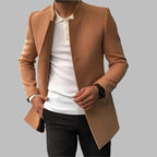 Matthias - Elegancki Płaszcz Wełniany Slim-Fit - Karmelowy