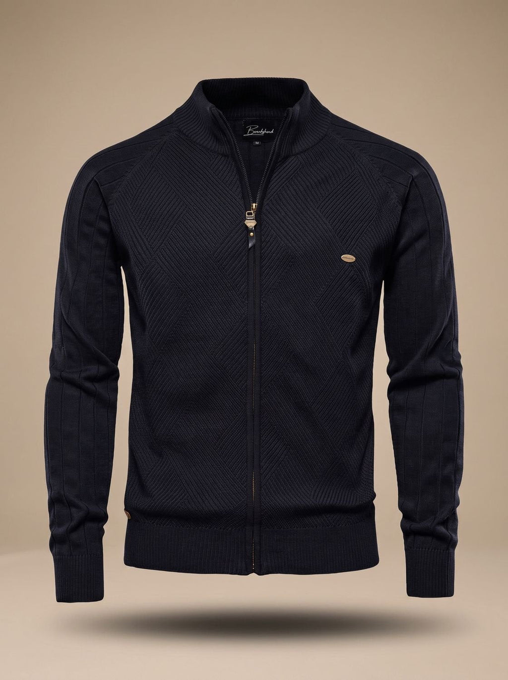Leondris - Slim Fit Kardigan Męski ze Stójką