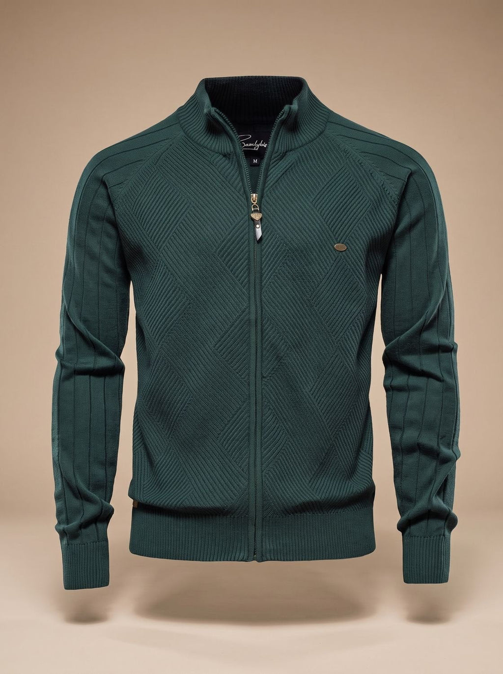 Leondris - Slim Fit Kardigan Męski ze Stójką