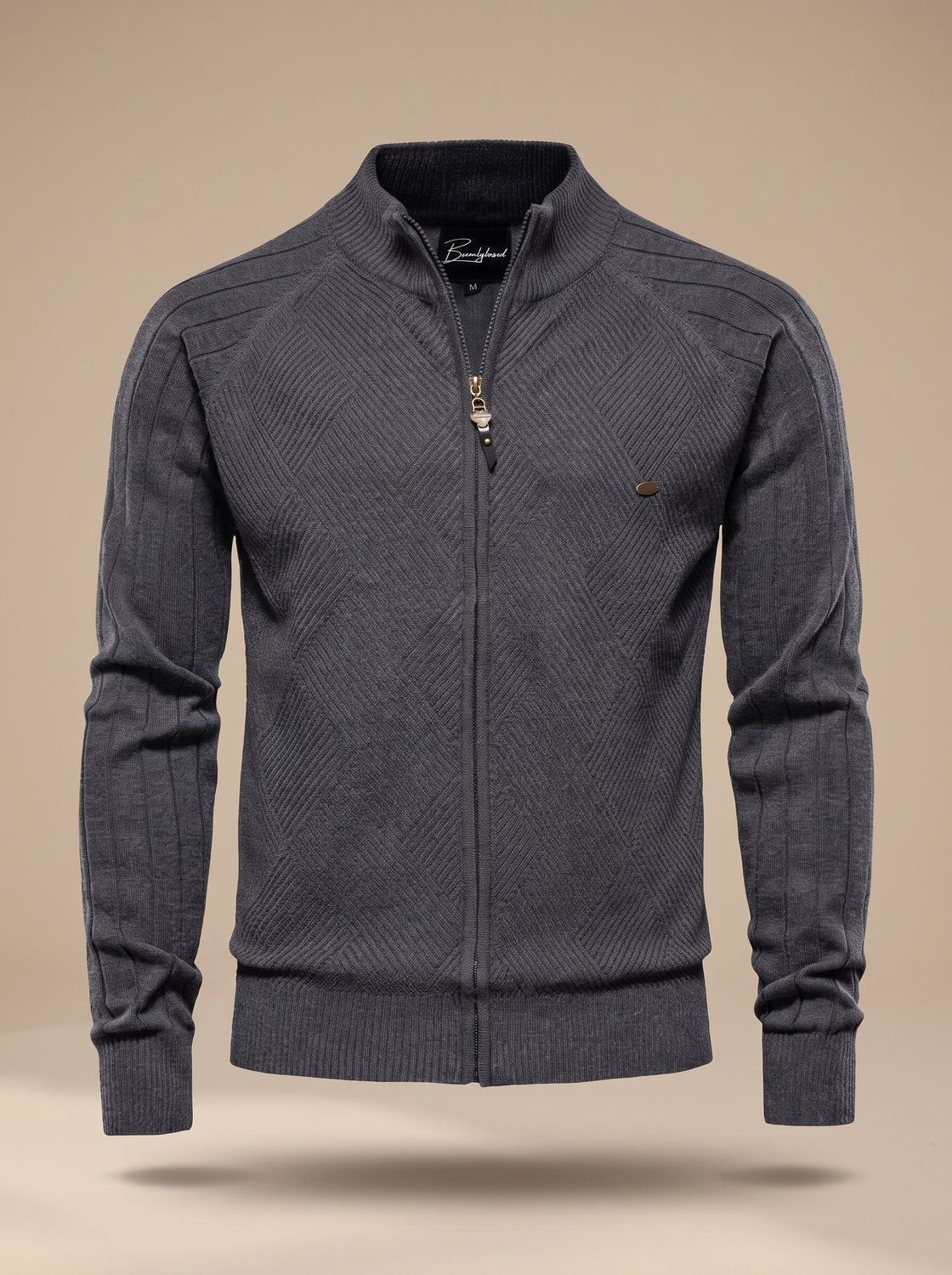 Leondris - Slim Fit Kardigan Męski ze Stójką