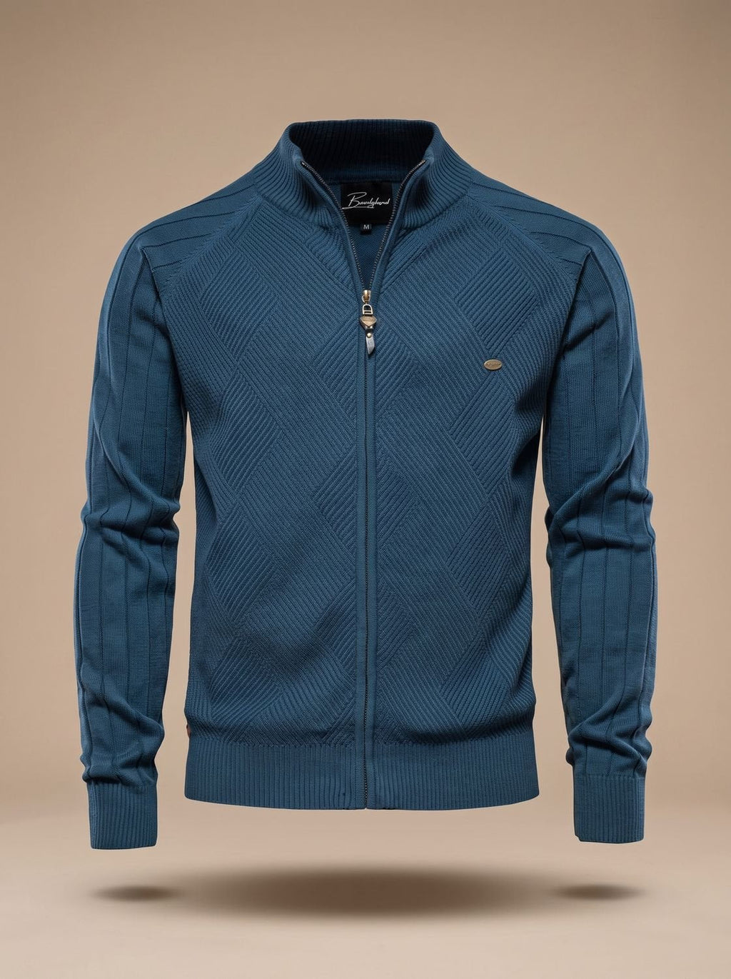 Leondris - Slim Fit Kardigan Męski ze Stójką