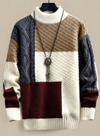 Stefan - Sweter Męski Colorblock Gruby Splot