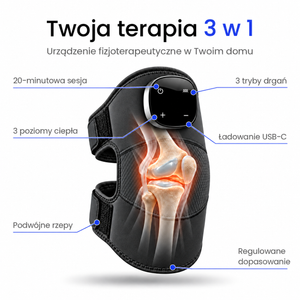 Masażer kolan Kneeora – terapia 3 w 1: sesja 20 minut, 3 tryby drgań, 3 poziomy ciepła