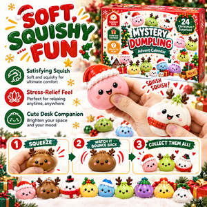 Miękkie, ściskane pierożki squishy w świątecznych czapkach