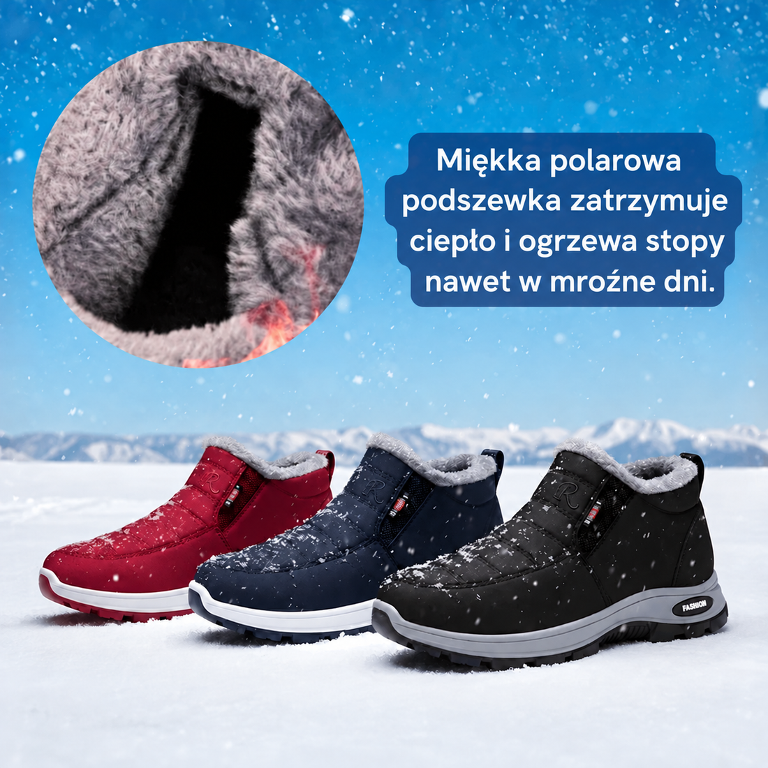 Miękka polarowa podszewka botków zimowych na mroźne dni