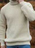 Sweter z golfem męski - Beżowy