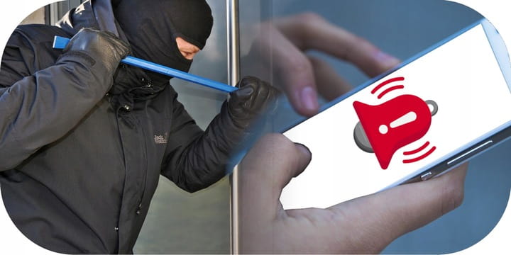Powiadomienie o włamaniu na telefonie z kamery zewnętrznej