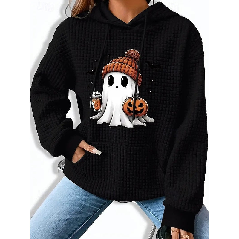 Beatrice - Bluza z Kapturem Damska w Halloweenowy Wzór