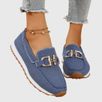 Loaferra - Mokasyny Sneakersy Damskie z Siateczką i Wpinką - Blue