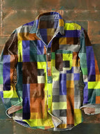 Franz - Casualowa Koszula Męska Patchwork z Długim Rękawem