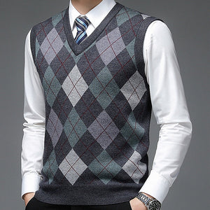 Sweter Kamizelka Męska w Ornamentowy Wzór